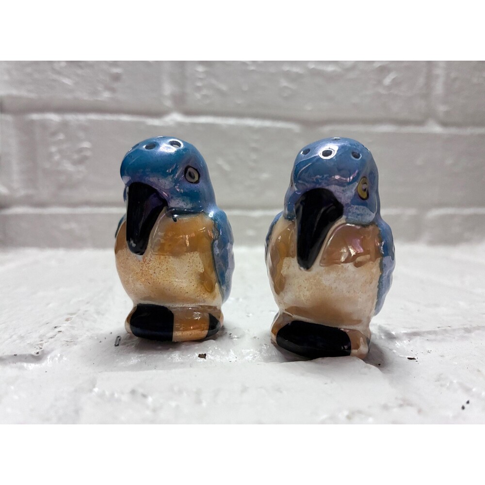 Vintage Japan Iridescent Lusterware Bird Salt & Pepper Shakers Set (2.25")